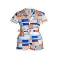 thumbnail image 1 of Combinaison à Manches Courtes Col Color Block pour Femme avec Ceinture de Taille Nouveau Style, 1 of 9