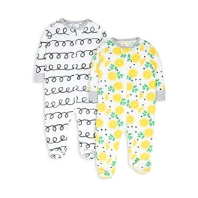 Little Star Organic Baby Girl 2Pk Long Sleeve Sleep N Play, Size Newborn - 9 Months
