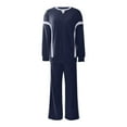thumbnail image 4 of Letdown Long Sleeve 2 Piece Travel Set 2025, Lounge Set, Super Soft and Cozy, Fall Fashion Must Haves for Women Outfits (Navy,L), 4 of 5