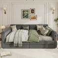 thumbnail image 2 of Euroco Upholstery Queen Size Platform Bed, Sofa Bed with USB Charging Station and 2 Drawers, Gray, 2 of 15