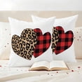 thumbnail image 3 of Valentine's Day Outdoor Waterproof Pillow Covers, Loves Red Plaid Leopard Romantic Decorative Square Throw Pillowcase Sofa Cushion Sham for Patio/Couch/Chair, 16"x16" 2 Pack, 3 of 8