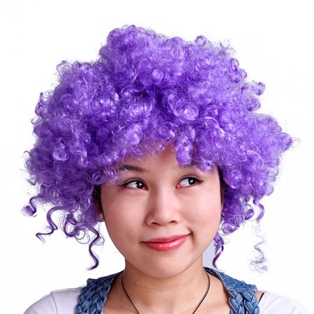 Hde Neon Color Afro Curly Clown Halloween Costume Party Wig Fake