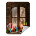 thumbnail image 1 of EREHome Christmas Presents Lighted Candles Window Pane Throw Blanket Fleece Blankets Plush Blanket 58x80 Inch, 1 of 1