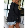thumbnail image 2 of MORTTIC Women's Off Shoulder Blouse – Long Flared Bell Sleeve Casual Loose Fit Top for Everyday Wear, 2 of 3