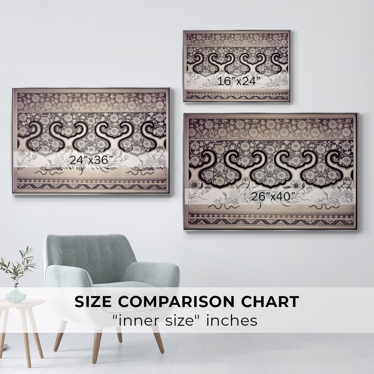 Vintage Abstract Print-XXV Framed in Silver Wood Gallery Wrapped Canvas 27 in. x 41 in.