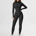 thumbnail image 4 of FNFYFH Women Long Sleeve Workout Jumpsuit Zip Up Romper Bottom Pants Bodysuit Bodycon One Piece Jumpsuits, 4 of 10