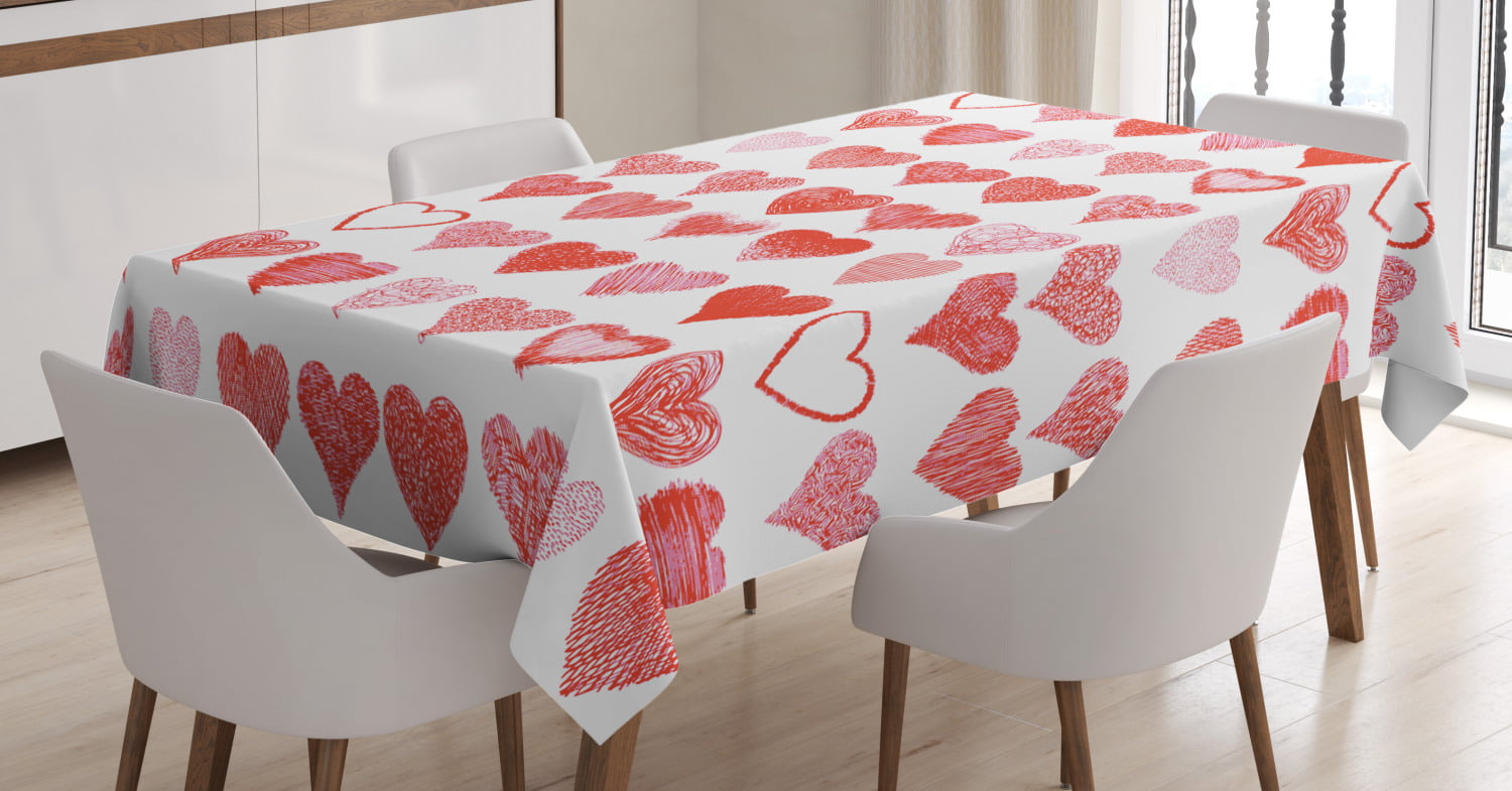 Home and Relationships Rectangle Tablecloths Tablecloth Decorative Table Cover for Picnic Banquet Party Kitchen Dining Room Love Heart