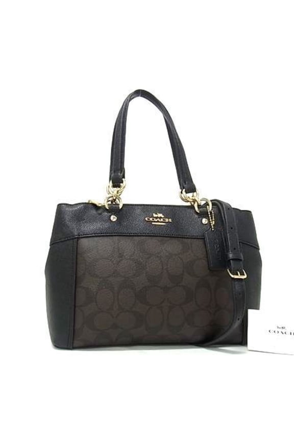 Pre-Owned COACH Signature Handbag F26139 Black and Brown Leather Women's (Good)