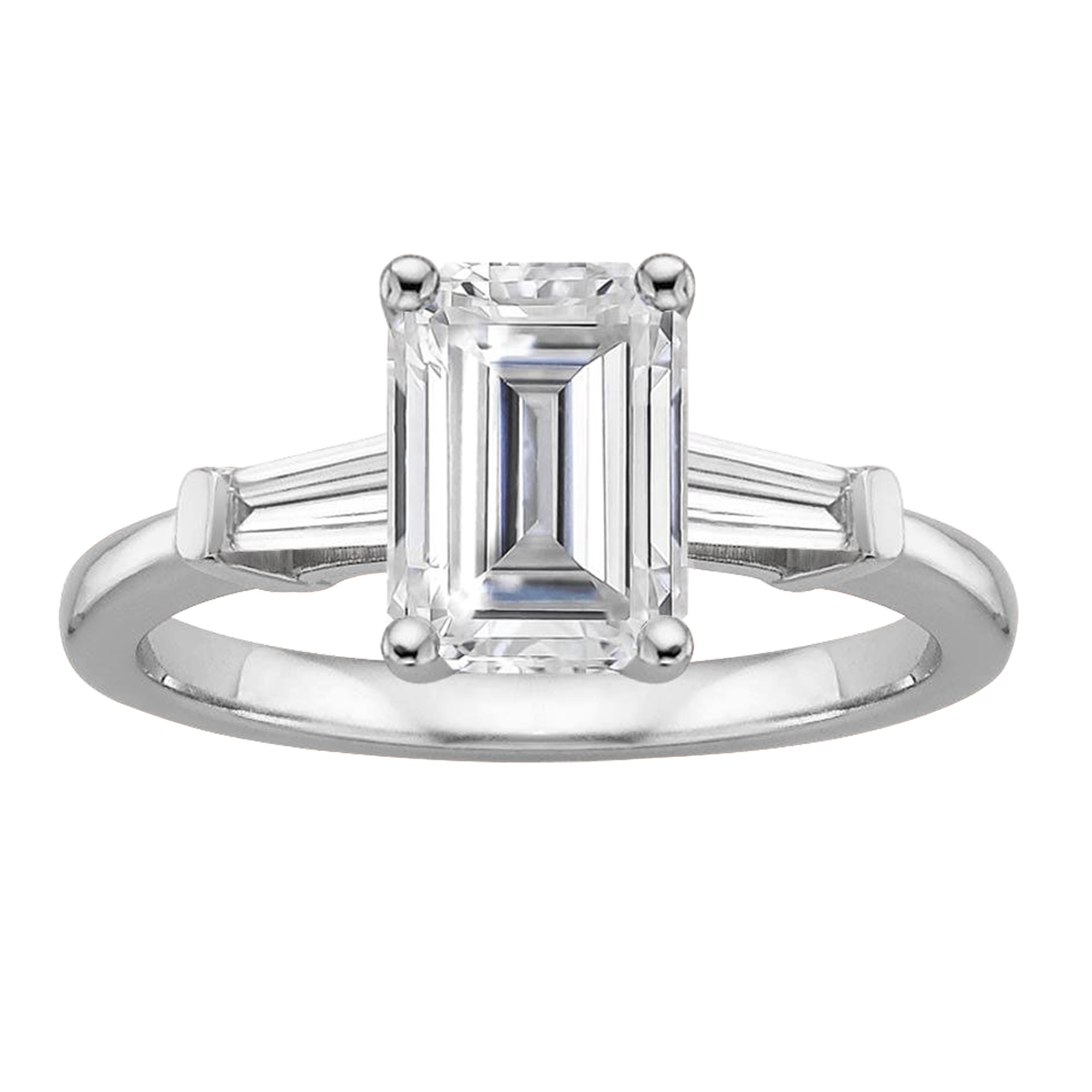 Arista 1.33 ct Emerald Swarovski Diamonds Three Stone Engagement Ring in Sterling Silver