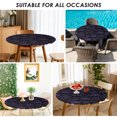 thumbnail image 5 of Round Fitted Tablecloths with Elastic Edge Halloween Skull Flower Purple Black Oil-Proof Waterproof Wipeable Table Cover for Kitchen Dining Party Decor Skeleton Plant Sketch Table Clothes,55" - 60", 5 of 9