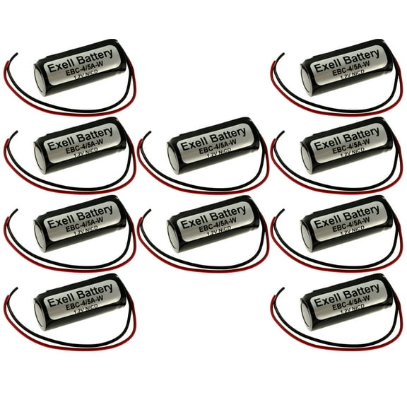 10x Exell EBC-4/5A-W 1.2V Custom NiCd 400mAh Battery Pack w/ 5" Bare Wire Leads