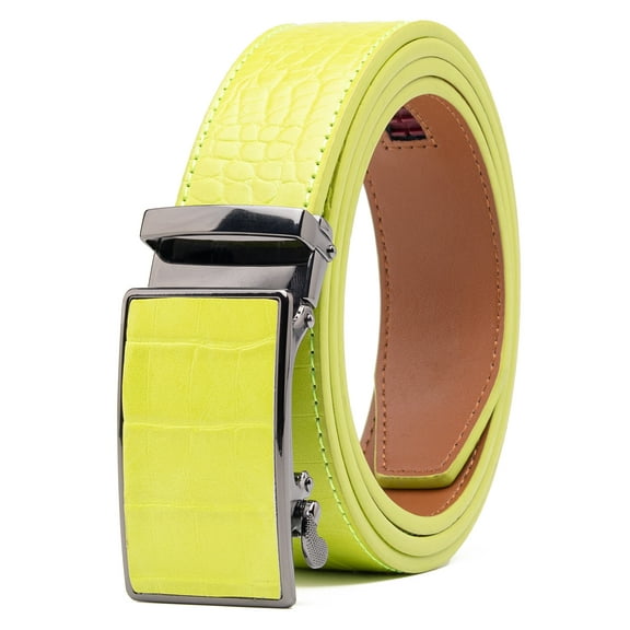 Men's Genuine Leather Crocodile Design Dress Belt with Automatic Buckle