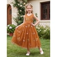 thumbnail image 4 of IDOPIP Embroidery Flower Girl Lace Tutu Dress for Kids Wedding Pageant Birthday Party First Communion Dresses Princess Bridesmaid Ball Maxi Gown 11-12 Years Orange, 4 of 7