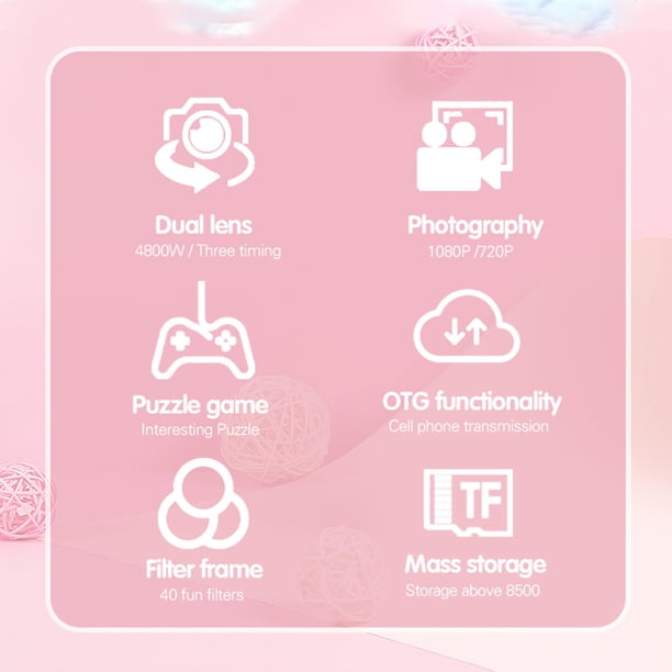 Cámara para niños Cámara de fotos para niños Regalo de cumpleaños de Navidad para niñas Niños (Rosa) Ndcxsfigh Para estrenar