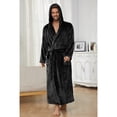 thumbnail image 4 of VULCANODON Mens Big and Tall Robe with Hooded, Full Length Thickened Plush Bathrobe (Black, S/M), 4 of 5