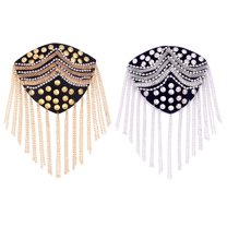 harmtty Shoulder Tassels Epaulet Chain Tassels Rivets DIY Clothes Decor Men Women Shoulder Board Badge Brooch Business Suit Accessories,Golden