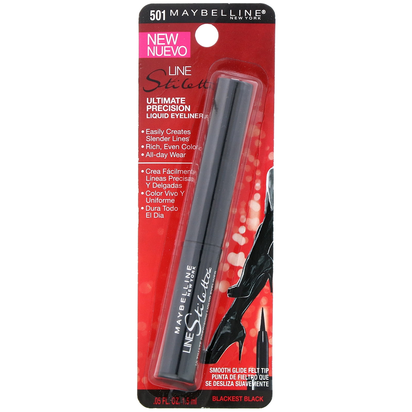 Maybelline Line Stiletto Ultimate Precision Liquid Eyeliner,Blackest Black 501 0.05 fl oz