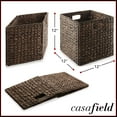 thumbnail image 3 of Casafield 12" x 12" Water Hyacinth Storage Baskets, Espresso - Set of 2 Collapsible Cube Organizers, Woven Bins for Bathroom, Bedroom, Laundry, Pantry, Shelves, 3 of 8