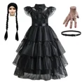 thumbnail image 3 of Disfraz de Cosplay de Adas del miércoles para niñas, vestido gótico negro, elegante vestido de gasa para fiesta de graduación, trajes para niñas, fiesta de carnaval de Halloween para niñas, 3 of 5