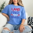 thumbnail image 2 of Distressed Patriotic Quote Land of the Free, Flo Blue Comfort Colors T-Shirt, Large, 2 of 3