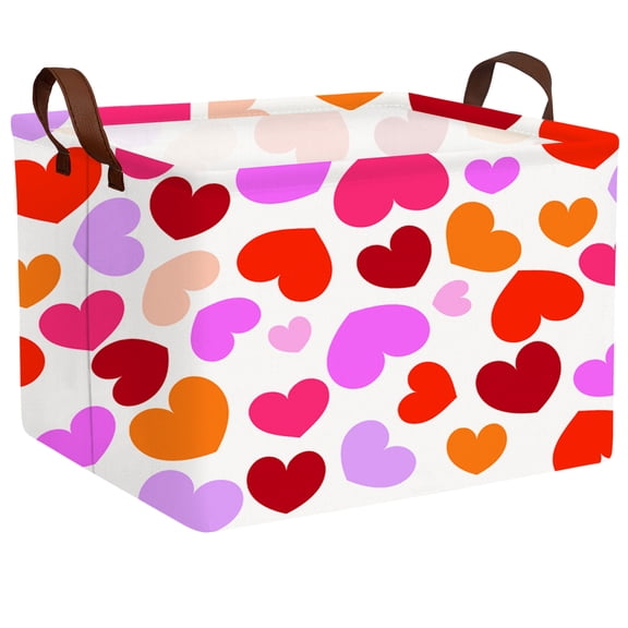 ASKETAM Large Valentine's Day Gift Basket Empty Storage Organizer Kid Room Décor (Red, Yellow, Purple)