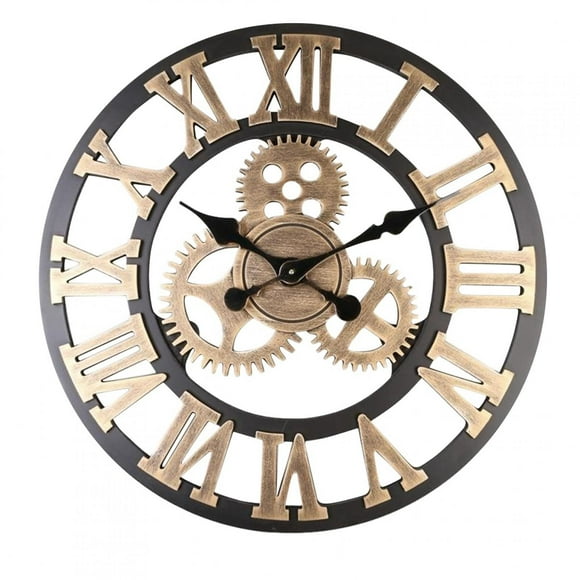 Sonew 3D Rustic Handmade Wall Clock Large Gear Wooden Vintage Decor for Living Room/Office/Bar, Handmade Wall Clock, Rustic Wall Clock