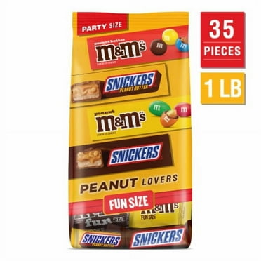 2X - Snickers & M&M'S Fun Size Peanut and Peanut Butter Chocolate Candy Variety Pack Bulk Bag