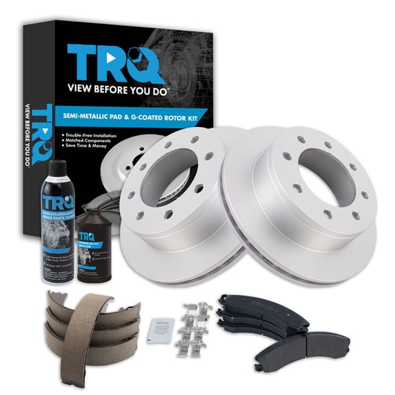 TRQ Rear Brake Pad & Rotor Kit BKA38363 Fits Select 2009-2016 Chevrolet Express 3500 , 2009-2016 GMC Savana 3500