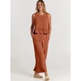 thumbnail image 6 of Women'S Pants Sets 2 Piece Outfits Sleeveless Round Neck Tank Tops Elastic Waist Wide Leg Orange S, 6 of 9