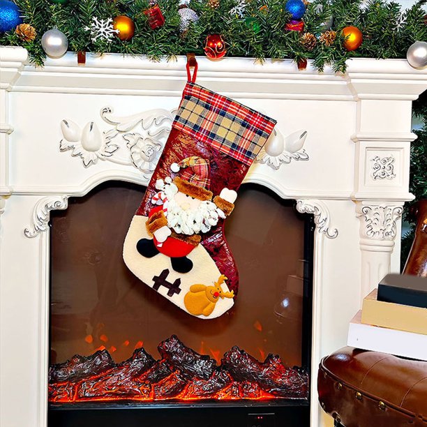 Puntoco Adornos navideños Calcetines de Papá Noel Adornos para el árbol de Navidad Calcetines navideños Bolsas de regalo Bolsas de regalo navideñas
