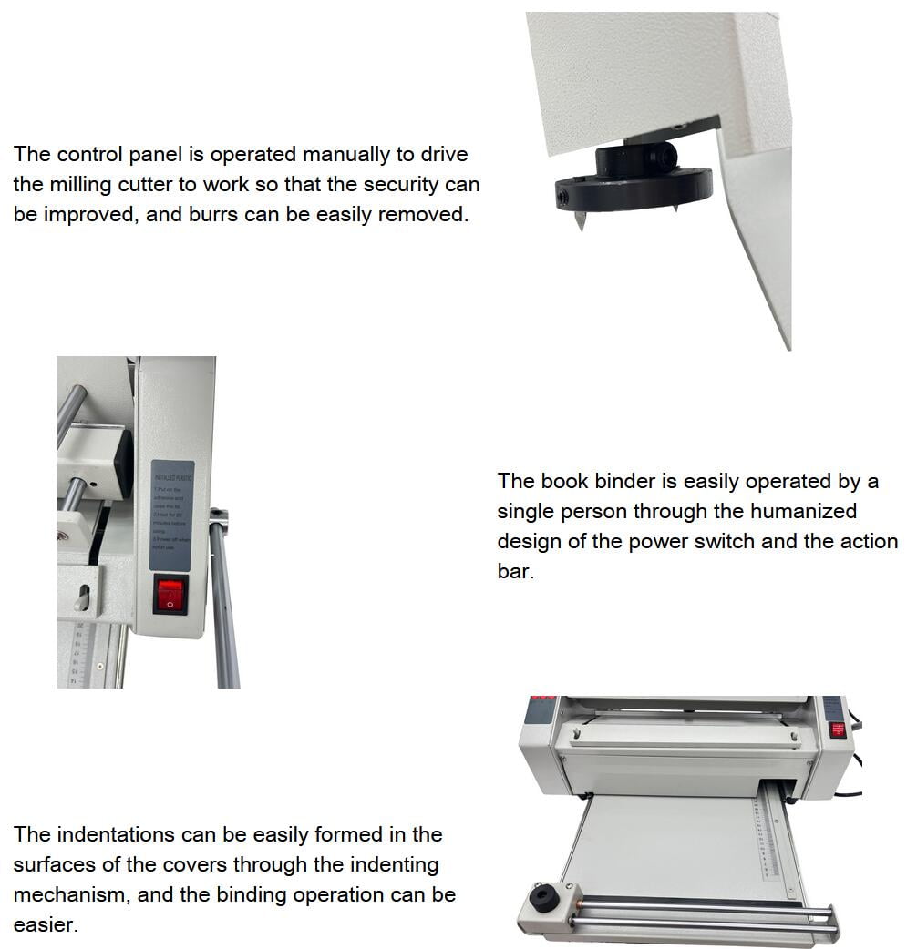 A4 Desktop Book Gluer Hot Melt Glue Book Binder Binding Machine with Indenting Function