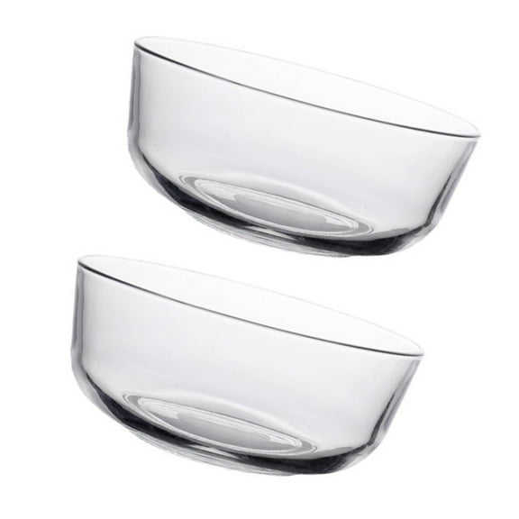 SOPOTUTU Set of 2 Transparent Clear Glass Serving Bowls for Kitchen, Salad, Snacks, and Food Presentation