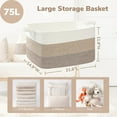 thumbnail image 3 of Large Woven Storage Basket, 21.6" x 14.9" x 11.8" Rectangle Rope Baskets for Toy Storage, Blanket Basket for Living Room, Bedroom, Light Brown, 3 of 7