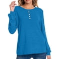 thumbnail image 4 of FAIWAD Long Sleeve Shirts for Women Button Up Round Neck Casual Tunic Tops Dressy Casual Work Blouses, 4 of 9