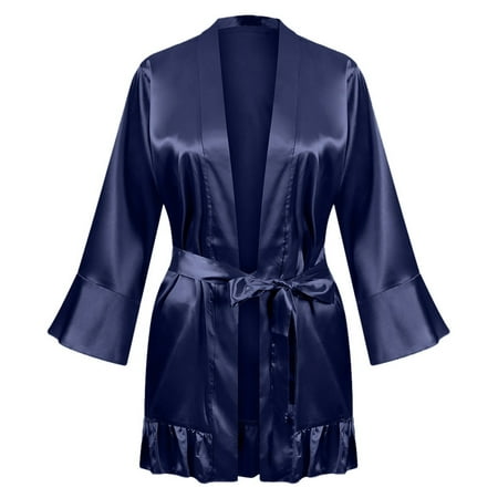 

Sngxgn Women Kimono Robe Floral Lace Babydoll Lingerie Sheer Mesh Nightgown Women Fasion Lingerie Dark Blue XL
