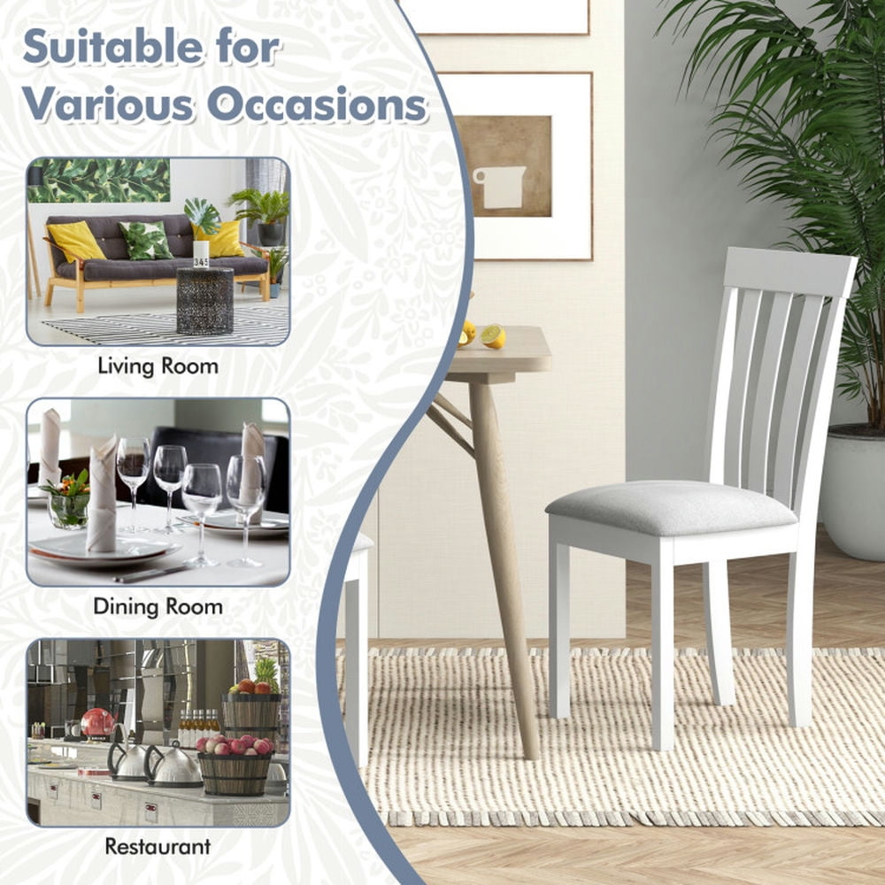 Demi Bonn Set of 2 Dining Chair Upholstered Kitchen Chairs with Padded Seat and Rubber Wood Frame for Dining Room Living Room, Gray