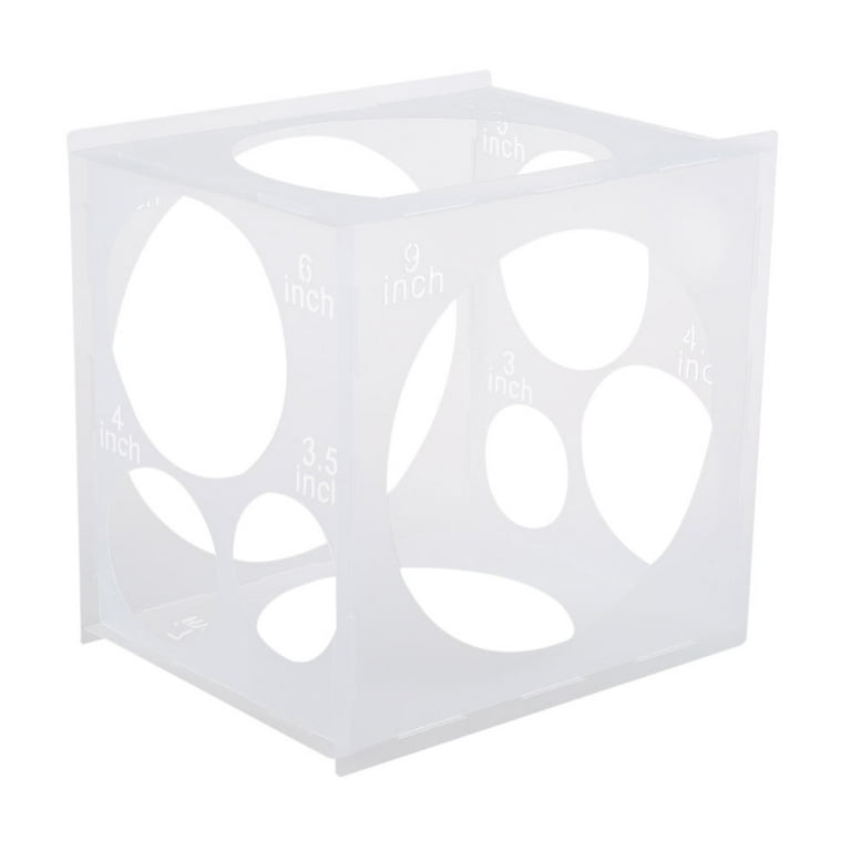 Aoibrloy 18 Holes Balloon Sizer Cube, White Collapsible Balloon Sizer with  Instructions, Large Plastic Balloon Measurement Box for Balloon Decoration
