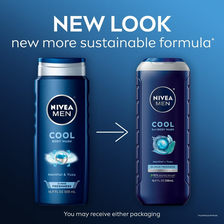 NIVEA MEN Cool Shower Gel, Skin Care Body Wash with Icy Menthol