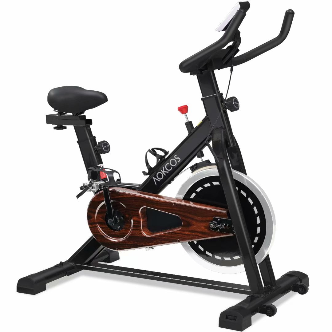 AOKCOS Indoor Cycling Bicycle Belt Drive Exercise Bike with 33lb
