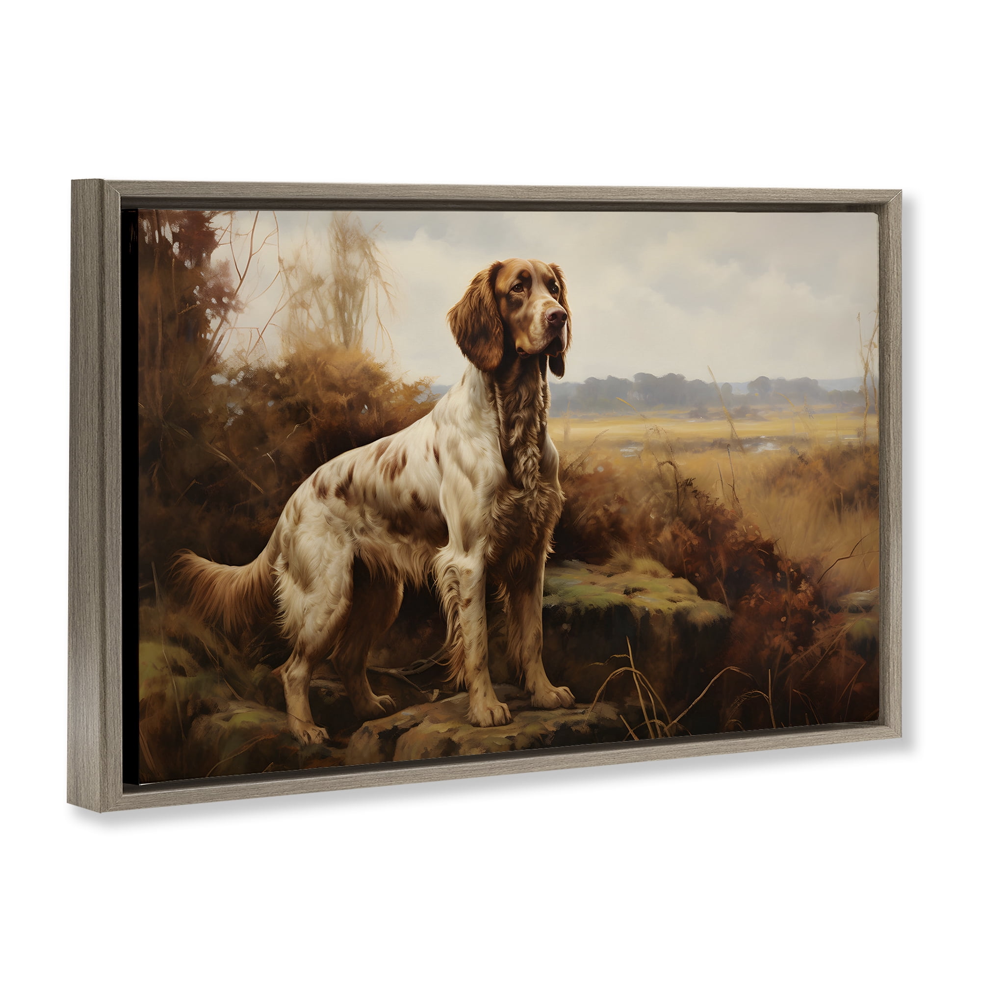 Stupell Industries On The Hunt Scenery Landscape Painting Brown Floater Framed Canvas Art Print Wall Art, 25 x 17