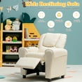 thumbnail image 3 of Infans Kids Recliner Chair PU Leather Armrest Sofa w/Footrest Cup Holder Beige, 3 of 7