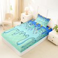 thumbnail image 4 of Castle Fairy Blue Ice Cream Drip Twin Sheets 3pcs, Watercolor Food Dessert Bedding, Blue Green Yellow,1 Fitted Sheet, 1 Flat Sheet and 1 Pillowcase, 4 of 6
