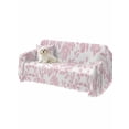 thumbnail image 2 of Pink Flower Couch Cover for 2 Cushion Sofa, Vintage Farmhouse Boho Leaf Spring Solid Washable Loveseat Sofa Covers Slipcover for Sectional Sofas L-Shaped, Couch Throw Cover 71"x118", 2 of 9