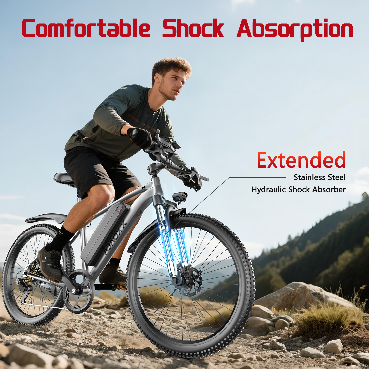 7-Speed E-Bike for Adults, 26" Electric Bicycle 1000W Peak Motor, 40 Miles 25MPH Commuting & Off-Road Electric Mountain Bike, IPX7 Waterproof, 5 Assist Levels, Dual Disc Brakes