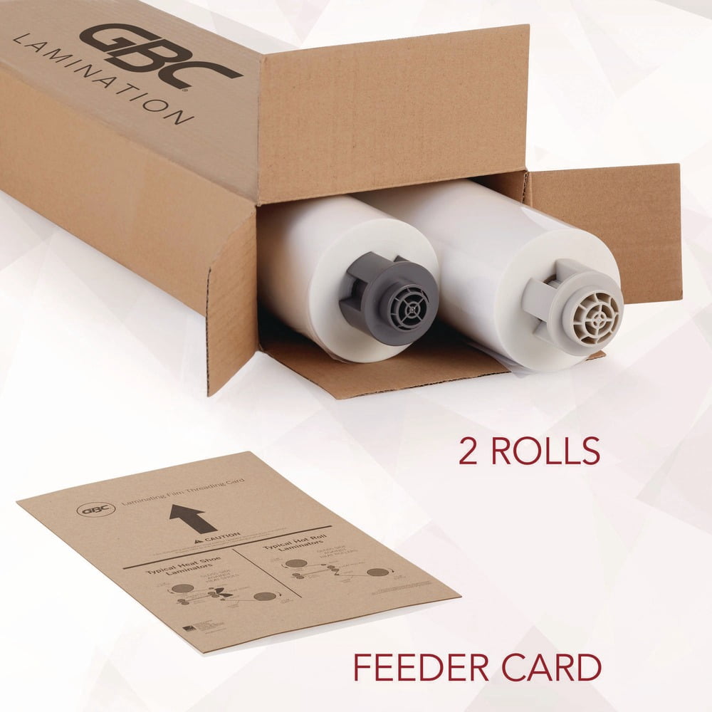 GBC EZ Load Gray End Cap Laminating Roll Film, Gloss, 27" x 500', 1.5 mil, 2 Rolls
