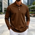 thumbnail image 3 of Hearthz Mens Polo Shirts Soft Breathable Moisture Wicking Mens Long Sleeve Shirt Plain Collared Mens Golf Polo Shirts Coffee S, 3 of 5