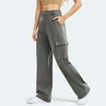 thumbnail image 5 of Sevevn Ladies' Solid Color Cotton And Linen Pants Casual Pants With Drawstring And Pocket Beach Pants Deal of the Week Gray L, 5 of 9