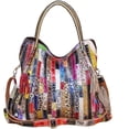 thumbnail image 1 of Sac à Main Patchwork Coloré Multicolore en Cuir Véritable pour Femmes Grand Sac Hobo Crossbody, 1 of 5