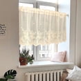 thumbnail image 5 of HOMEIORA 1pc Floral Lace Kitchen Curtain Valance, Flower Valances for Kitchen Bathroom Living Room Window Decor, Rod Pocket Short Curtain, 29" x 24", Beige, 5 of 8