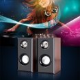 thumbnail image 1 of Par de altavoces para ordenador SUSUchens con sonido envolvente, alimentación por USB, de madera, con cable, para portátil, color marrón, 1 of 8